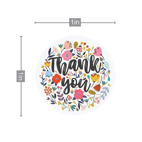 Rotolo di Adesivi Thank You Floreali Rotondi per Confezioni Regalo Sigillatura Buste Etichette Decorative per Matrimoni Feste