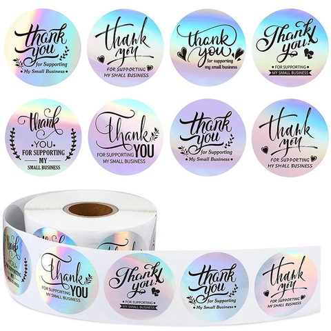 Etichette Adesive Olografiche Laser Grazie Per Aver Supportato La Mia Piccola Impresa Adesivi Rotondi Per Confezioni Regalo