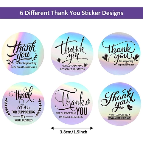 Etichette Adesive Olografiche Laser Grazie Per Aver Supportato La Mia Piccola Impresa Adesivi Rotondi Per Confezioni Regalo