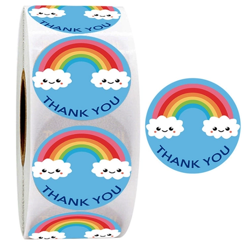 Adesivi Di Ringraziamento Arcobaleno Nuvola Etichette Adesive Rotonde Decorative Per Confezioni Regalo Sigillatura Decorazione Buste
