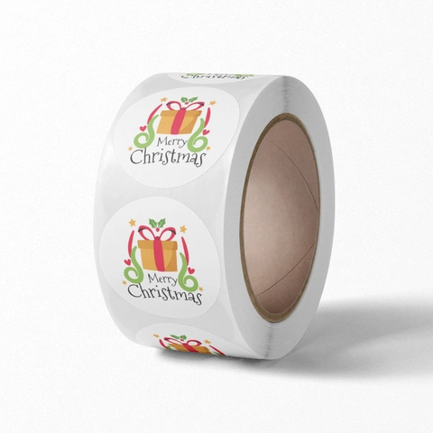 Merry Christmas Aufkleber Etiketten Selbstklebend Rund Rote Schneeflocke Feiertag Geschenkdekoration Verpackungssiegel