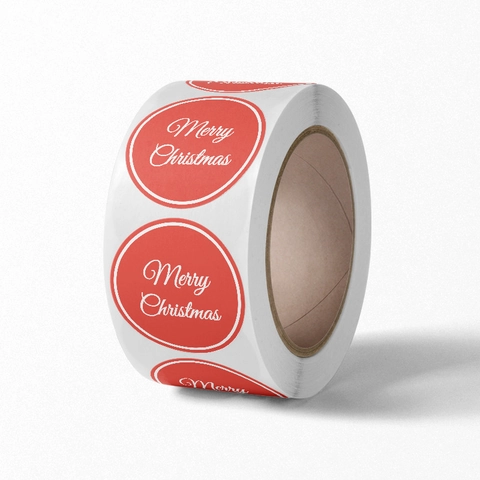 Merry Christmas Aufkleber Etiketten Selbstklebend Rund Rote Schneeflocke Feiertag Geschenkdekoration Verpackungssiegel