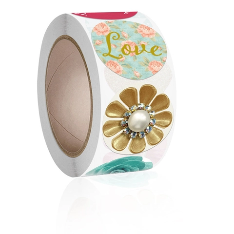 Adesivi In Rotolo Floreali Con Cuore Amore Etichette Decorative Autoadesive Per Confezioni Regalo Sigillatura Bottiglia Fai Da Te