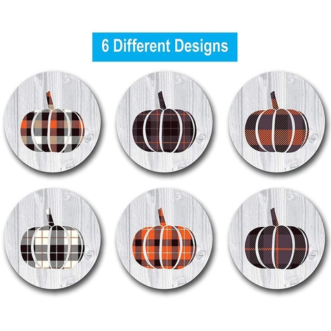 Adesivi Zucca Halloween Rotolo Buffalo Plaid Trama Legno Etichette Tonde Per Confezioni Regalo Decorazioni Per Feste