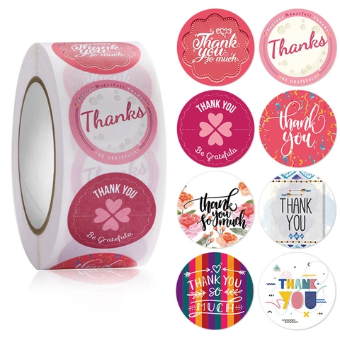 Rotolo Adesivi Grazie Tondo Adesivo Etichetta Floreale Per Confezioni Regalo Piccole Imprese Decorazione Matrimonio Festa