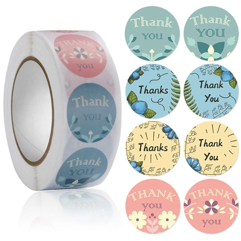 Autocollants Floraux Thank You Étiquettes En Papier Adhésif Pour Emballage Cadeau Scellage Enveloppe Décorations Botaniques