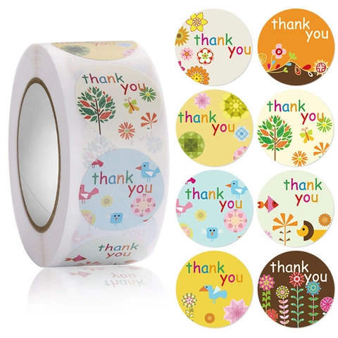 Autocollants Floraux Thank You Étiquettes En Papier Adhésif Pour Emballage Cadeau Scellage Enveloppe Décorations Botaniques