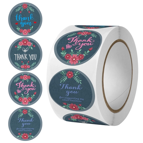 Thank You Aufkleber Rund Floral Haftetiketten Für Small Business Geschenkverpackung Umschlag Versiegelung Dekor