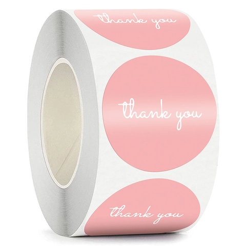 Autocollants Roses Ronds Thank You Étiquettes Adhésives Pour Emballage Cadeau Scellage D'enveloppe Décor Petite Entreprise