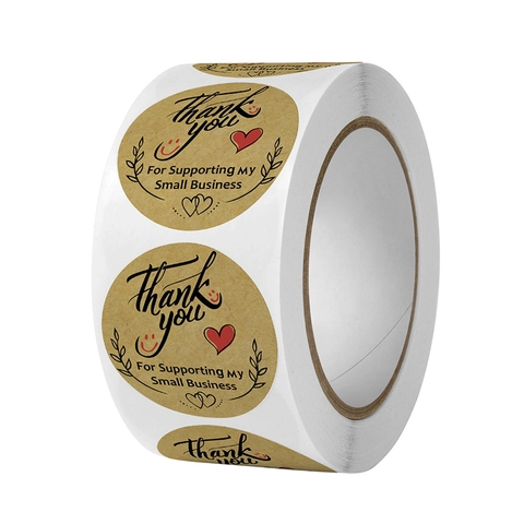 Thank You Stickers Kraft Paper Round Adhesive Labels For Small Business Packaging Sealing Olive Branch Design