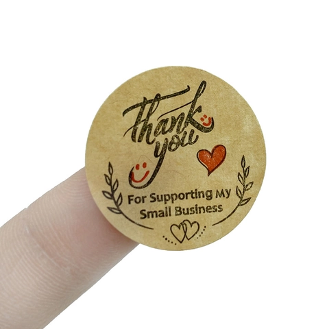 Thank You Stickers Kraft Paper Round Adhesive Labels For Small Business Packaging Sealing Olive Branch Design