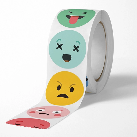 Bunte Runde Smile Face Emoji Aufkleber Selbstklebende Gesichtsausdruck Etiketten Für Schülerbelohnungen Und DIY Geschenkdekoration