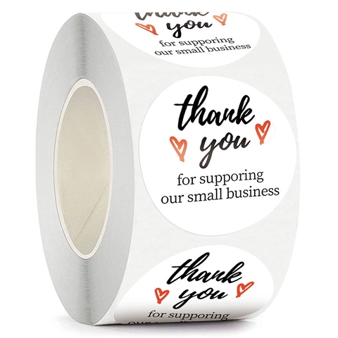 Autocollants De Remerciement Ronds Pour Petites Entreprises Emballage Cadeau Décor Papier Adhésif Motif Coeur