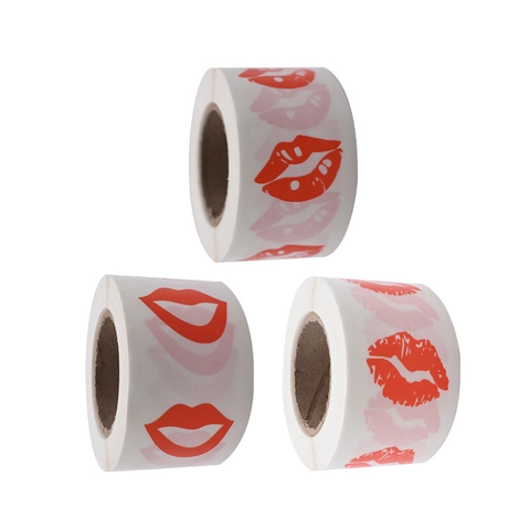 Autocollants Ronds Imprimés Lèvres Rouges Rouleau De Papier Adhésif Étiquettes Décoratives Pour Scellage D'Enveloppes Emballage Cadeau