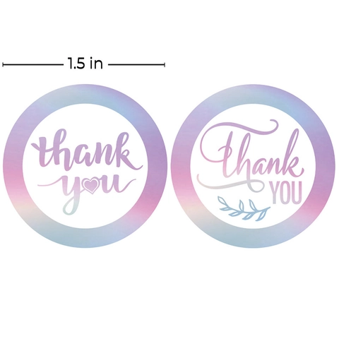 Holographic Thank You Stickers Round Rainbow Adhesive Labels For Business Gift Wrapping Packaging Small Business