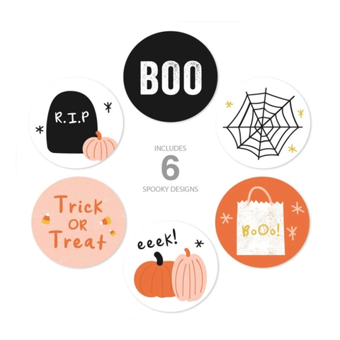 Halloween Sticker Labels Round Adhesive Pumpkin Spider Web Design Holiday Party Favor Gift Envelope Sealing Decorative Tags