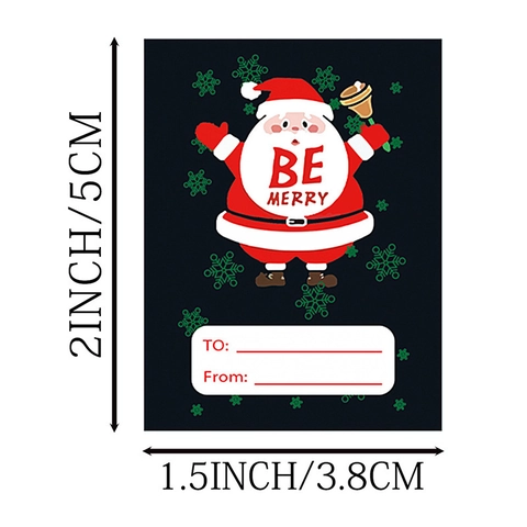 Christmas Gift Label Stickers Rectangular Self Adhesive Holiday Decorative Tags With To And From Writing Space Black Paper