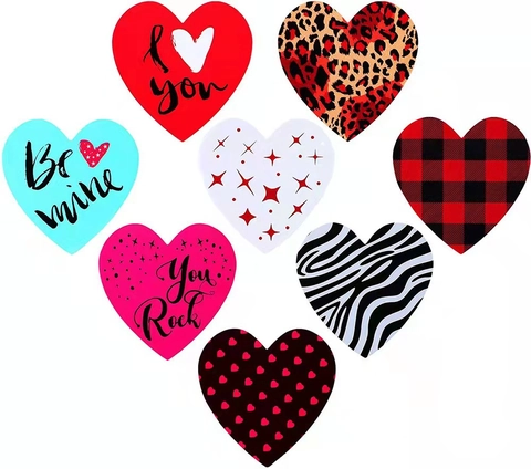 Autocollants En Forme De Cœur Étiquettes Autocollantes Emballage Cadeau Saint Valentin Sceau Enveloppe Motifs Léopard Plaid Zèbre
