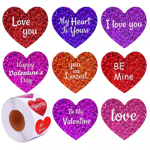 Adesivi A Forma Di Cuore Laser Glitter Autoadesivi Romantici Per Decorazione Regali Di San Valentino Fai Da Te