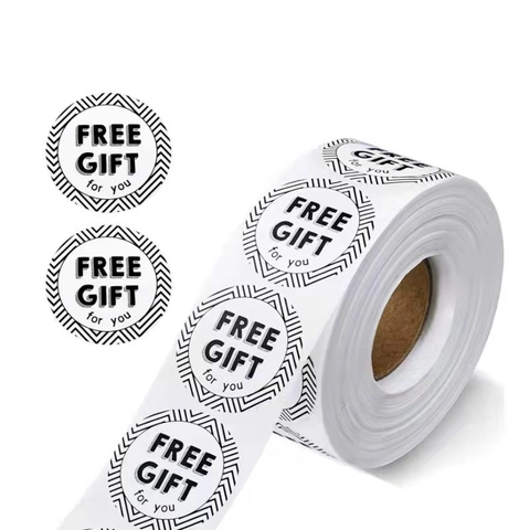 Round Self Adhesive Gift Stickers Roll For Sealing Packaging Decorative Free Gift For You Heart Bow Label Stickers