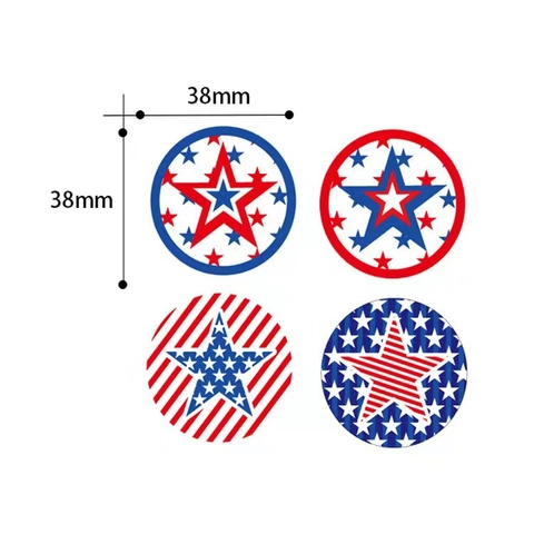 Autocollants En Rouleau Patriotiques Jour De L'Indépendance Drapeau USA Étoiles Rayures Étiquettes Adhésives Pour La Décoration De Fête