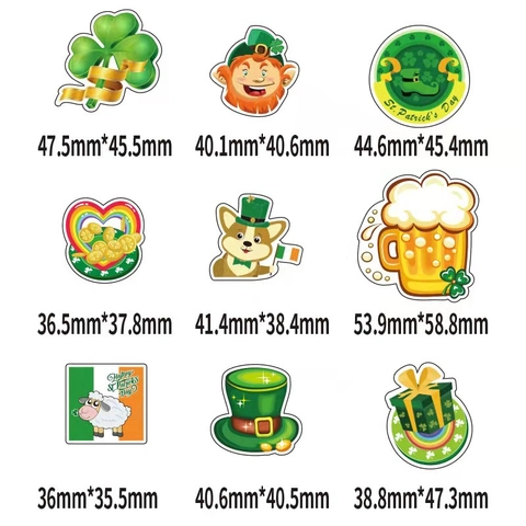 Autocollants Saint Patrick Décalcomanies Plastique Trèfle Leprechaun Arc En Ciel Décoration Festival Irlandais Thème Coloré