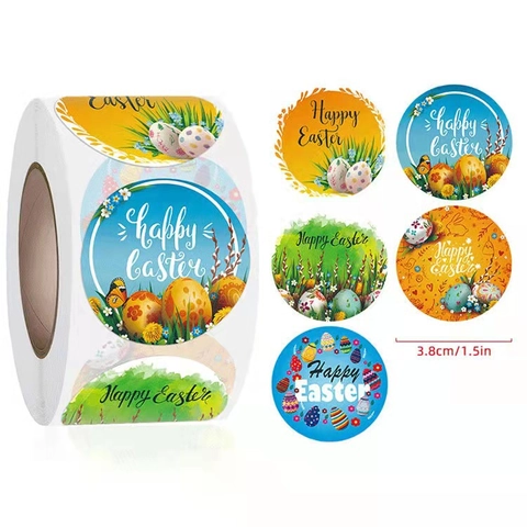 Autocollants De Pâques Étiquettes Circulaires Autocollantes Pour Emballage Cadeau Sceau D'enveloppe Motifs De Lapin Et Œufs