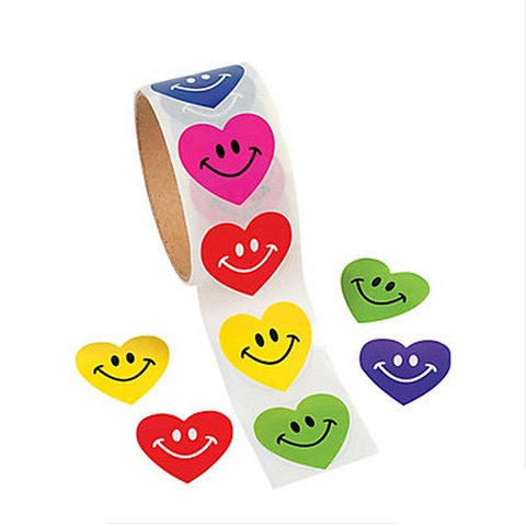 Pegatinas Coloridas De Corazón Con Carita Sonriente Etiquetas Adhesivas Multiusos Para Recompensas Álbumes Decoración De Regalos