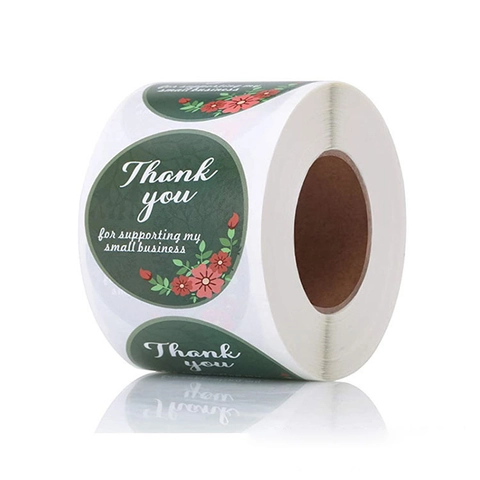Round Thank You Adhesive Labels For Small Business Support Flower Heart Pattern Sealing Stickers For Gift Packaging Bags