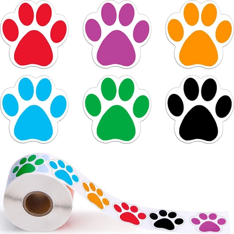 Bunte Tierpfoten Aufkleber Rolle Selbstklebende Dekorative Etiketten Für Kinder DIY Scrapbooking Wandtattoo Kinderzimmer