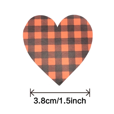 Herzform Buffalo Plaid Aufkleber Selbstklebend Rot Schwarz Gitter Für Geschenkverpackung DIY Handwerk Weihnachten Party