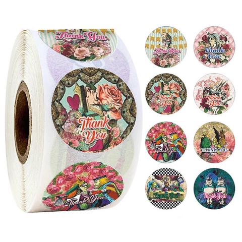 Autocollants De Remerciement Étiquettes Adhésives Rondes Sceaux D'Enveloppe Illustration De Conte De Fées Style Vintage Emballage Cadeau