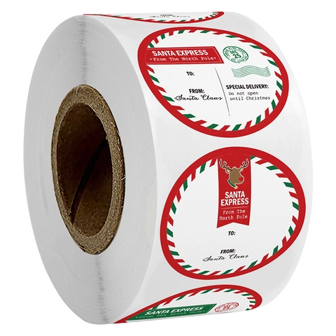 Autocollants De Sceau D'Enveloppe De Noël Étiquettes De Renne Du Père Noël Pour Décoration De Paquet Cadeau Rond Adhésif