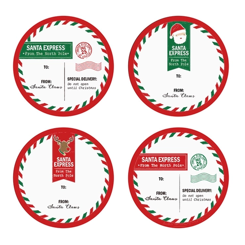 Autocollants De Sceau D'Enveloppe De Noël Étiquettes De Renne Du Père Noël Pour Décoration De Paquet Cadeau Rond Adhésif