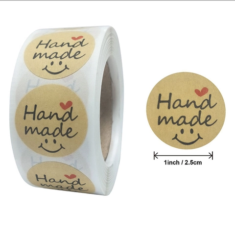Pegatinas Redondas De Papel Kraft Etiquetas Thank You Hand Made Happy Holidays Para Embalaje De Regalos Sello De Sobre