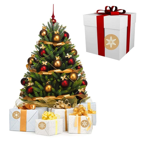 Weihnachts Schneeflocke Kraftpapier Aufkleber Rolle Runde Feiertag Geschenkverpackung Etiketten Für Umschläge Karten Deko Party
