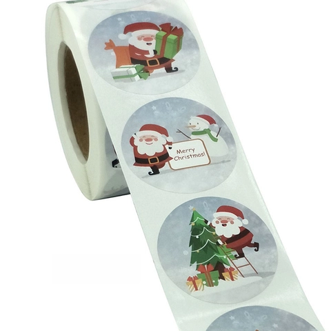 Autocollants De Scellage Ronds Joyeux Noël Étiquettes D'Emballage Cadeau Autocollantes Décoration D'Enveloppe Pour Fête De Noël