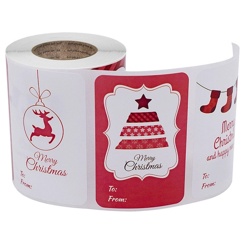 Étiquettes Cadeaux De Noël Autocollants Pour Décoration De Cadeaux De Vacances Espace Pour Noms Adhésif