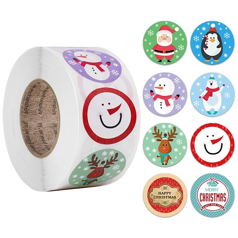 Autocollants De Scellage De Noël Étiquettes Rondes Autocollantes Pour Décoration Emballage Cadeau Motif Dessin Animé Père Noël