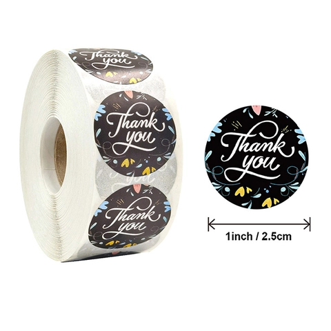 Pegatinas De Agradecimiento En Rollo Corona Floral Autoadhesivas Para Sello De Sobre Regalo Decoración De Negocios Etiquetas
