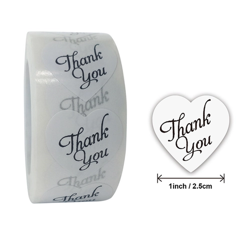 Pegatinas Thank You En Forma De Corazón Rollo Papel Adhesivo Etiquetas De Sellado Para Empaque De Regalo Decoración