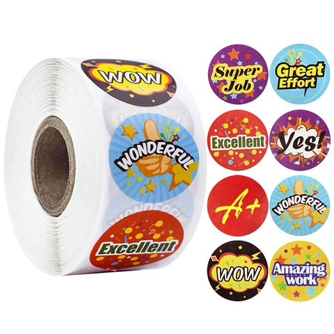 Ronde Beloningsstickers Op Rol Motiverende Inspirerende Labels Voor Kinderen Studenten Docenten Klaslokalen School