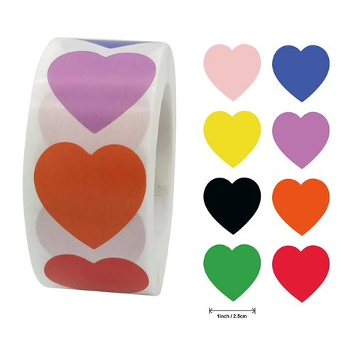 Heart Shaped Adhesive Labels Decorative Stickers Colorful Glossy Paper For Gift Wrapping Envelope Sealing Rewards