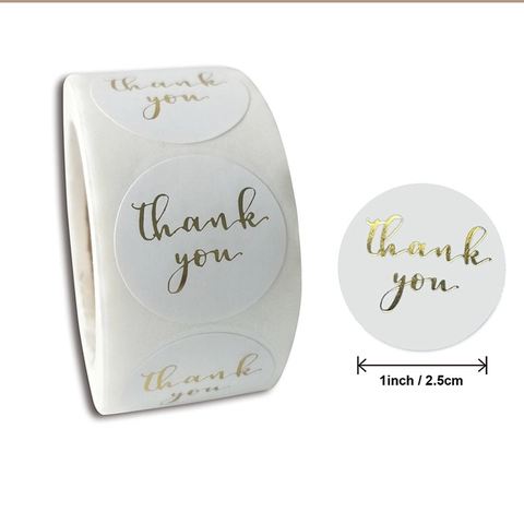 Round Self-Adhesive Stickers Roll Thank You Gold Foil And Christmas Festive Designs For Gift Sealing Envelopes Packaging