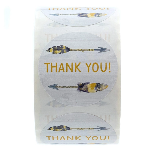 Bohemian Pfeil Thank You Aufkleber Rund Beschichtetes Papier Selbstklebende Versiegelungsetiketten Für Geschenkverpackung Hochzeit