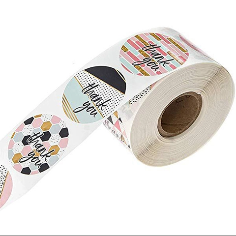 Autocollants Merci Ronds Étiquettes Adhésives Couronne Florale Géométrique Marbre Pour Emballage Cadeau Mariage Enveloppes