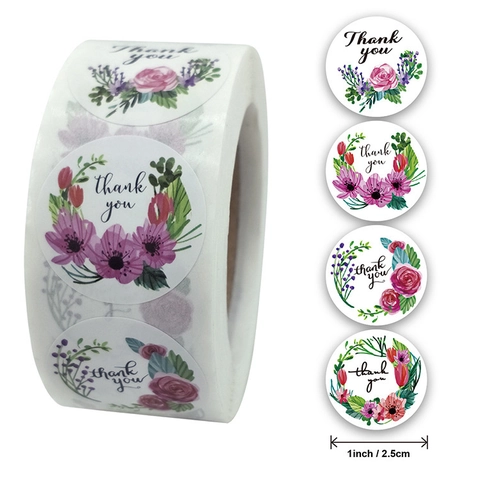 Adesivi Di Ringraziamento Corona Floreale Etichetta Rotonda Adesiva Per Busta Confezione Regalo Sigillatura Decorazione Aziendale Fiore Elegante
