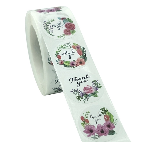 Adesivi Di Ringraziamento Corona Floreale Etichetta Rotonda Adesiva Per Busta Confezione Regalo Sigillatura Decorazione Aziendale Fiore Elegante