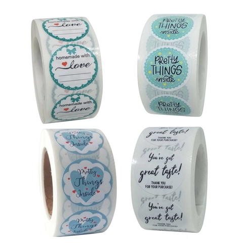 Decorative Round Roll Stickers Thank You Homemade With Love Labels For Wedding Party Gift Packaging Craft Scrapbooking