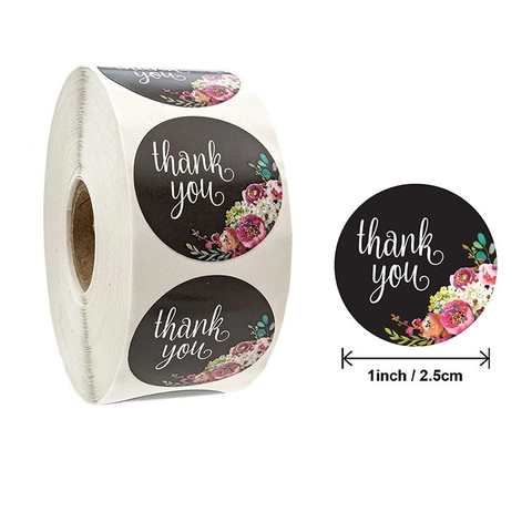 Autocollants De Merci Ronds Floraux Étiquettes Adhésives Pour Emballage De Cadeaux De Petite Entreprise Sceau Décoratif